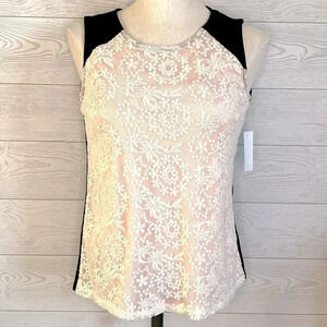A diva pink & black lace sleeveless tunic, NWT, Size Petite Small